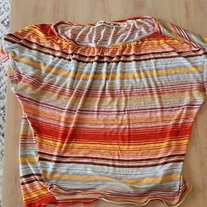 Michael Stars Women's Short Sleeve Striped Tee - Red, Yellow, Blue